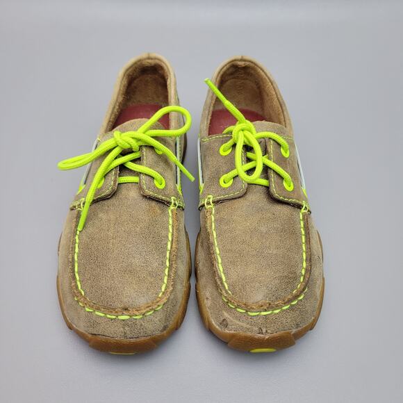 Youth Twisted X Bomber Slip On Shoe Leather Lace Up Moc Neon Yellow Size 4.5 - Picture 4 of 10